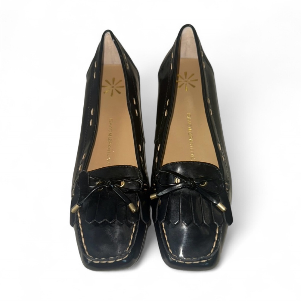 Black Leather Women's Loafers Size 8 Bow and‎ Fringe Detail Isaac Mizrahi Live